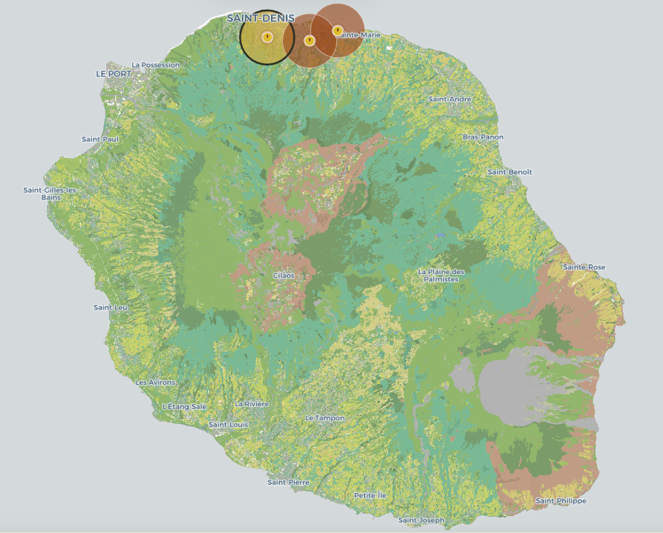 MonitorUn — carte de disponibilité alimentaire des abeilles à La Réunion
